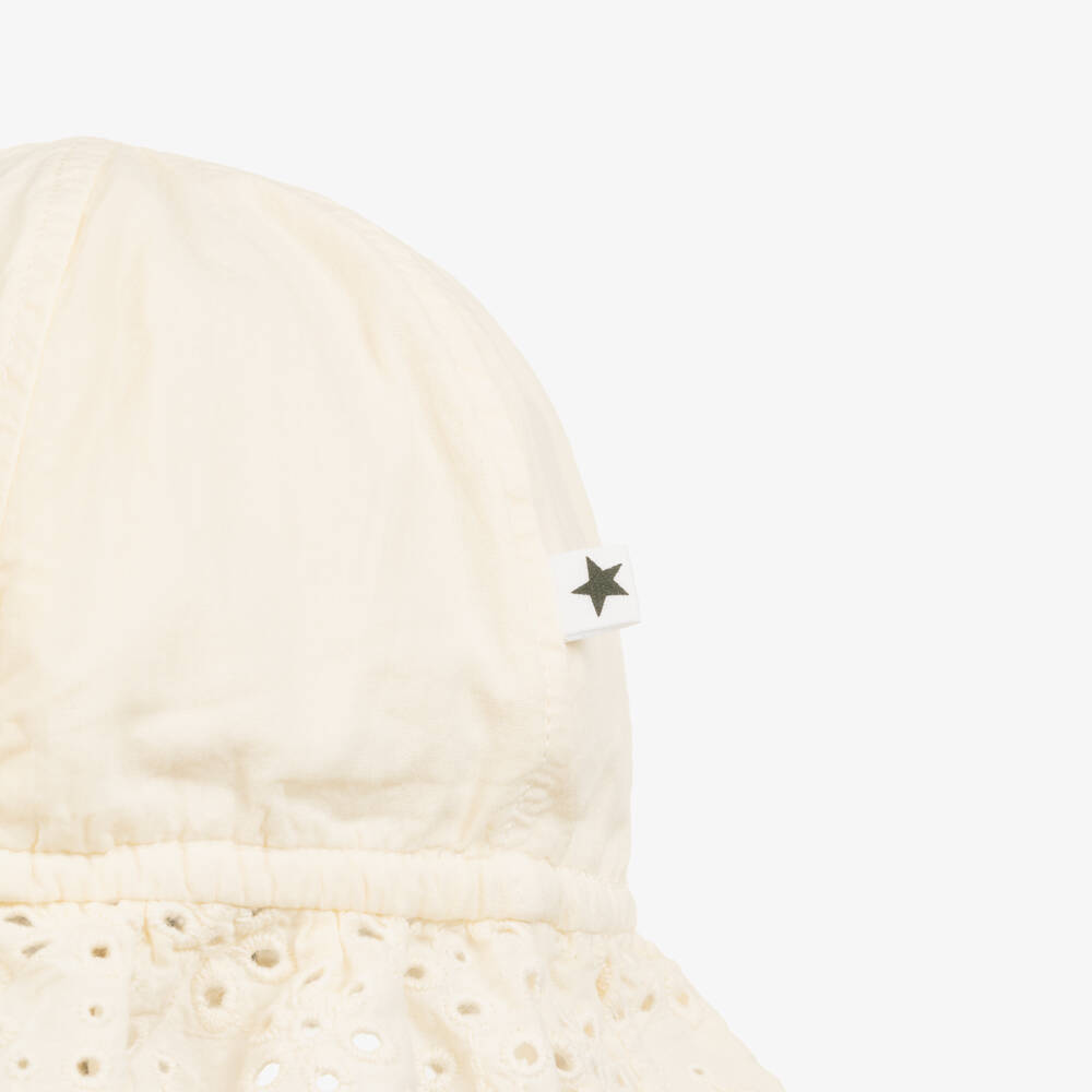 Molo-Girls Ivory Organic Cotton Broderie Anglaise Hat | Childrensalon Outlet