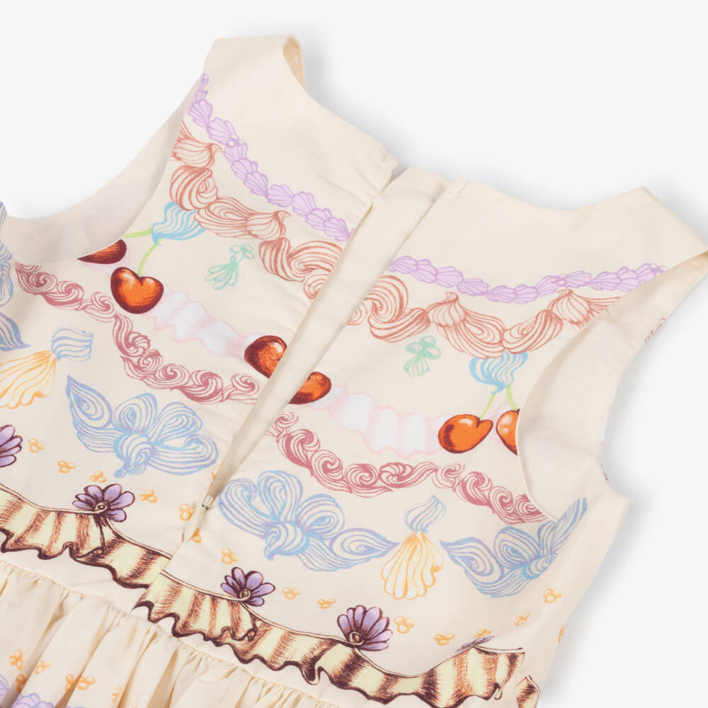 Molo-Girls Ivory Organic Cotton Dress with Cherries & Seashells | Childrensalon Outlet