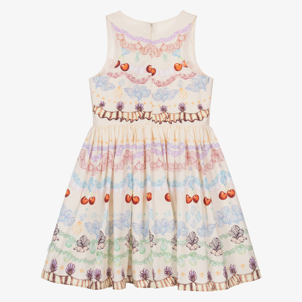 Molo-Girls Ivory Organic Cotton Dress with Cherries & Seashells | Childrensalon Outlet