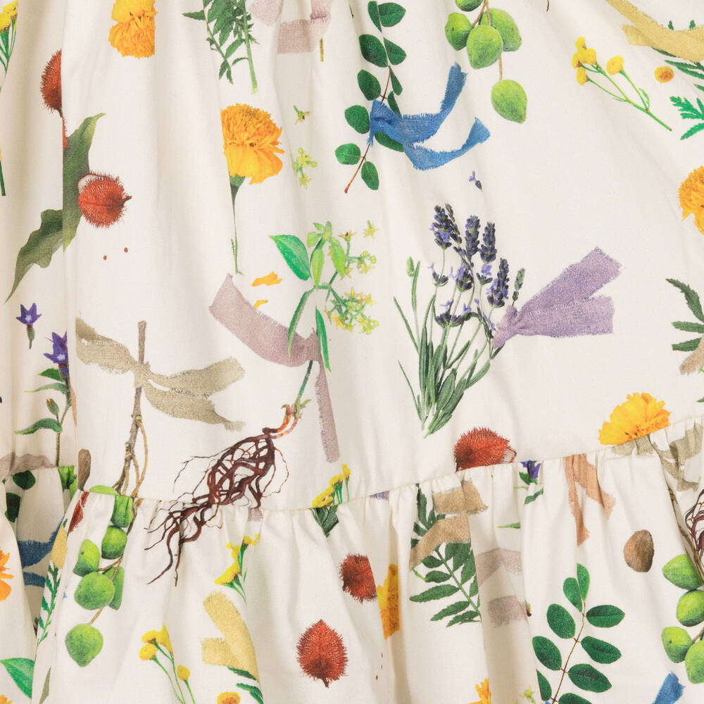 Molo-فستان قطن عضوي بوبلين لون عاجي بطبعة ورود | Childrensalon Outlet