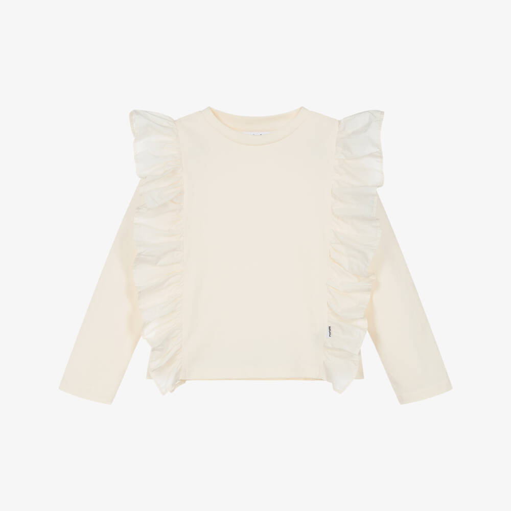 Molo-Кремовый хлопковый топ с оборками для девочек | Childrensalon Outlet