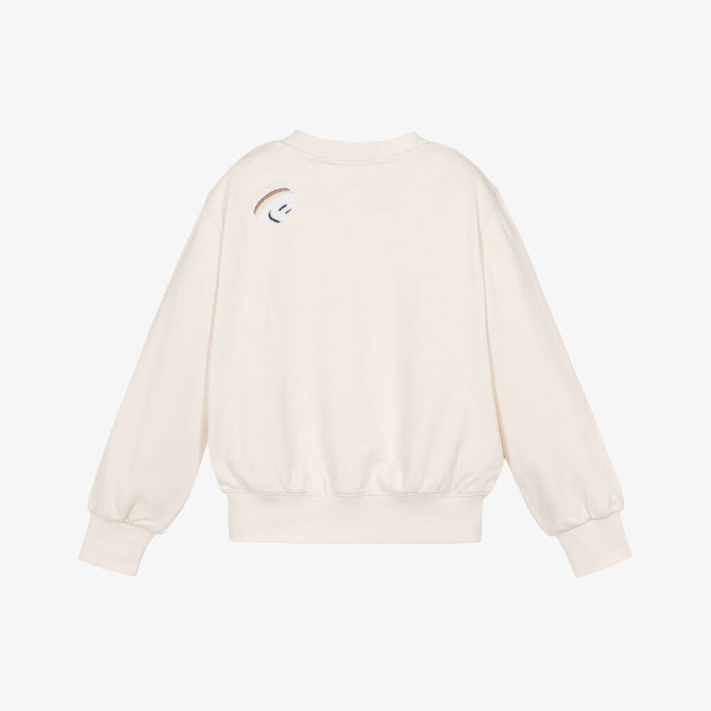 Molo-Girls Ivory Organic Cotton Sequin Macaroon Sweatshirt | Childrensalon Outlet