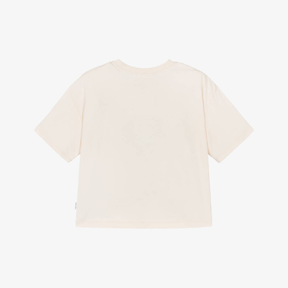 Molo-Girls Ivory Organic Cotton Sequin Macaroon T-Shirt | Childrensalon Outlet