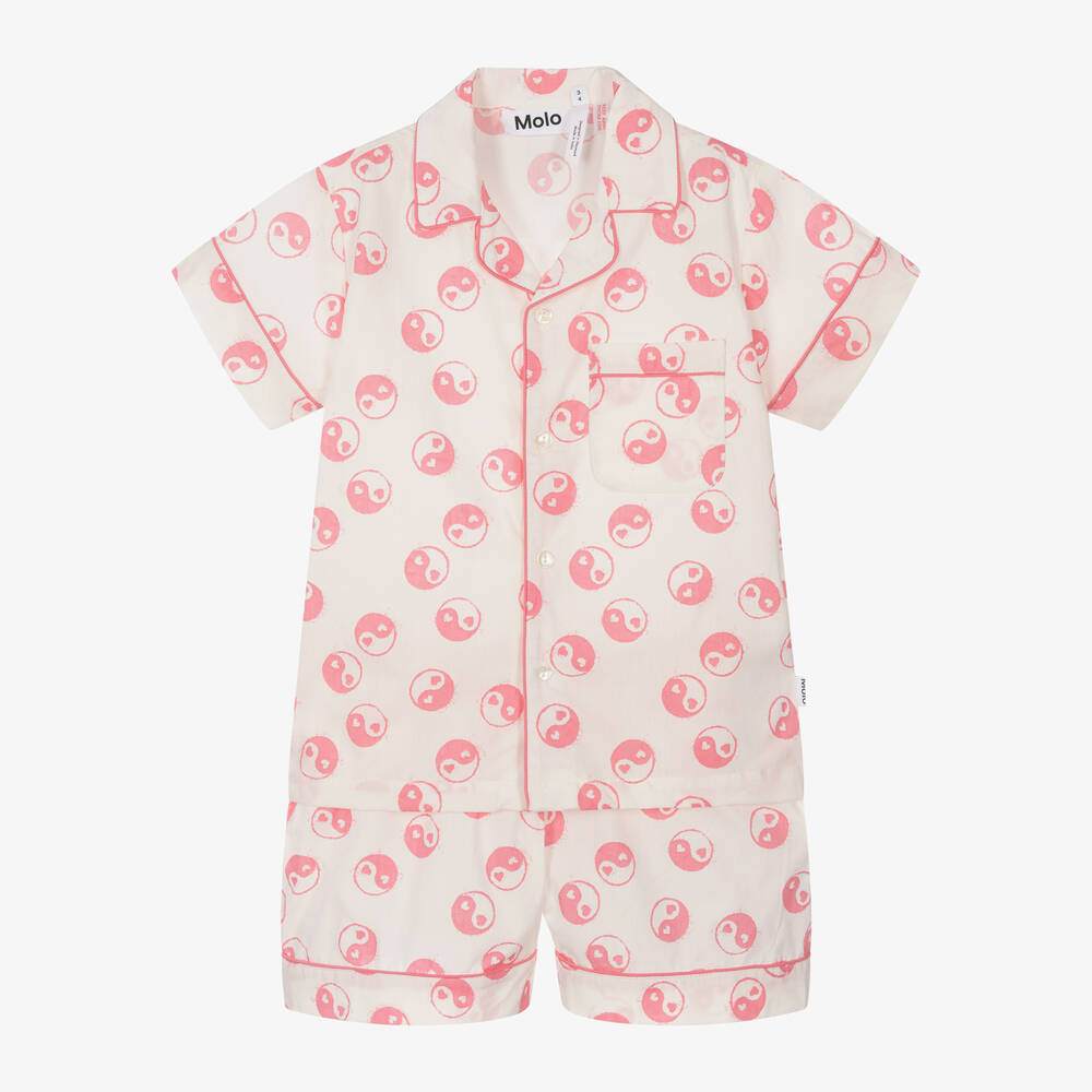 Molo-Girls Ivory Organic Cotton Short Pyjamas | Childrensalon Outlet