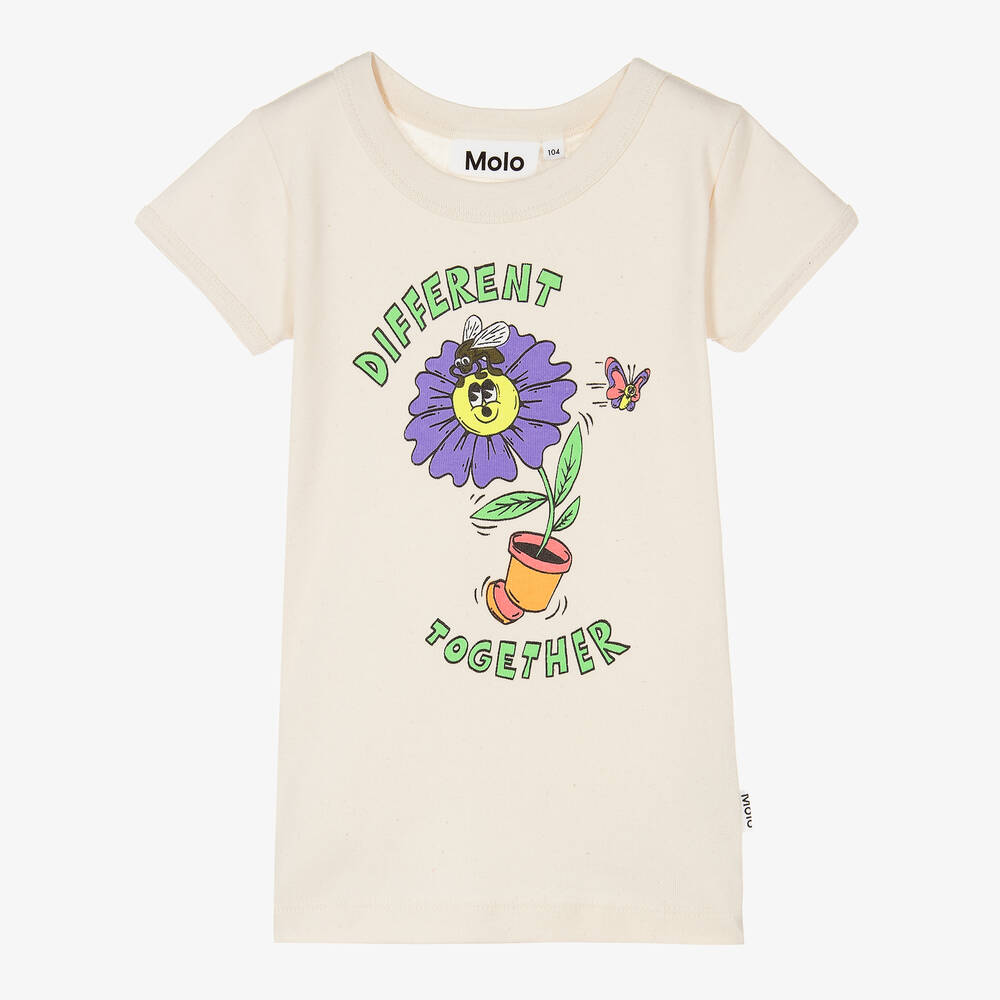 Molo - T-shirt ivoire en coton bio fille | Childrensalon