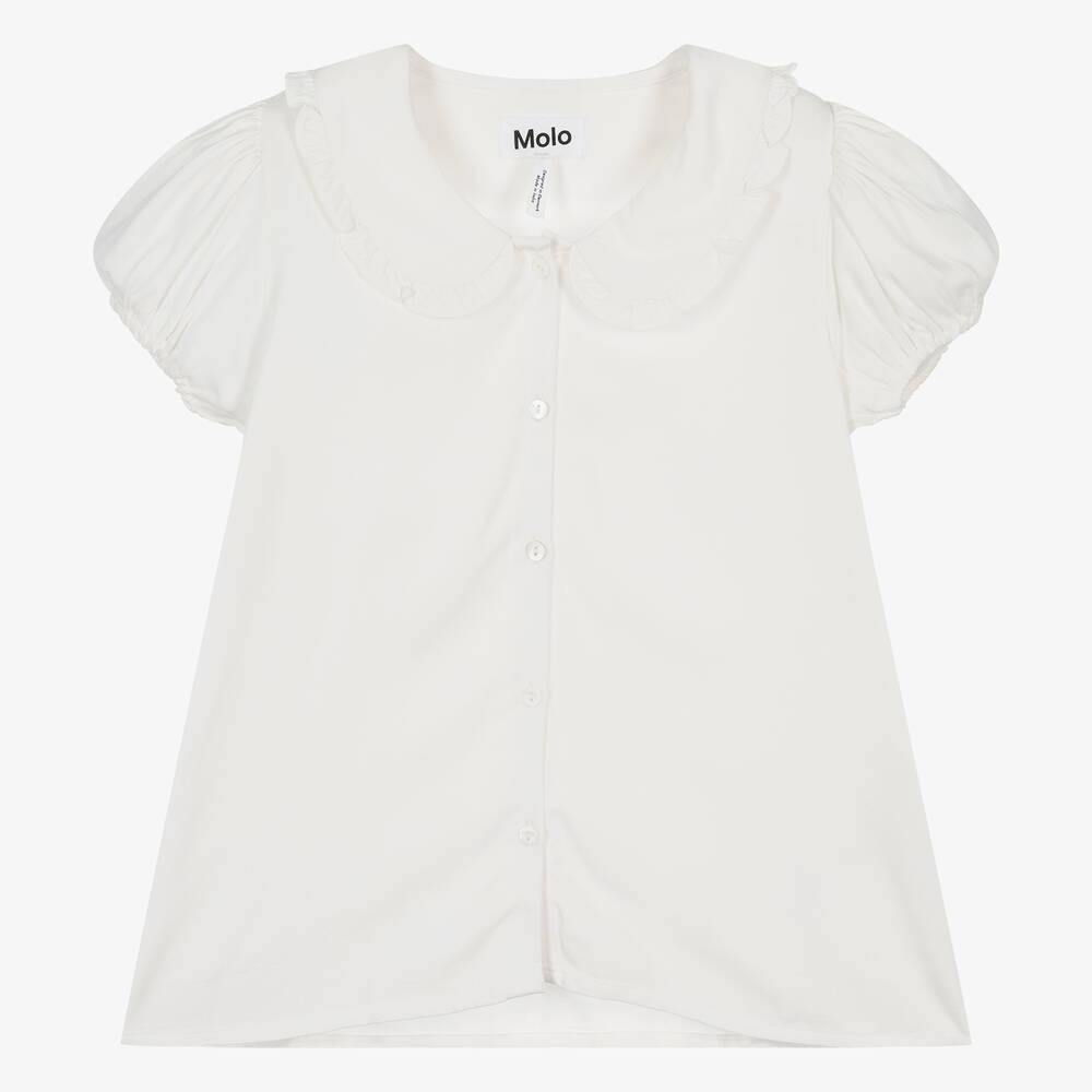 Molo-Girls Ivory Puff Sleeve Viscose Blouse | Childrensalon Outlet