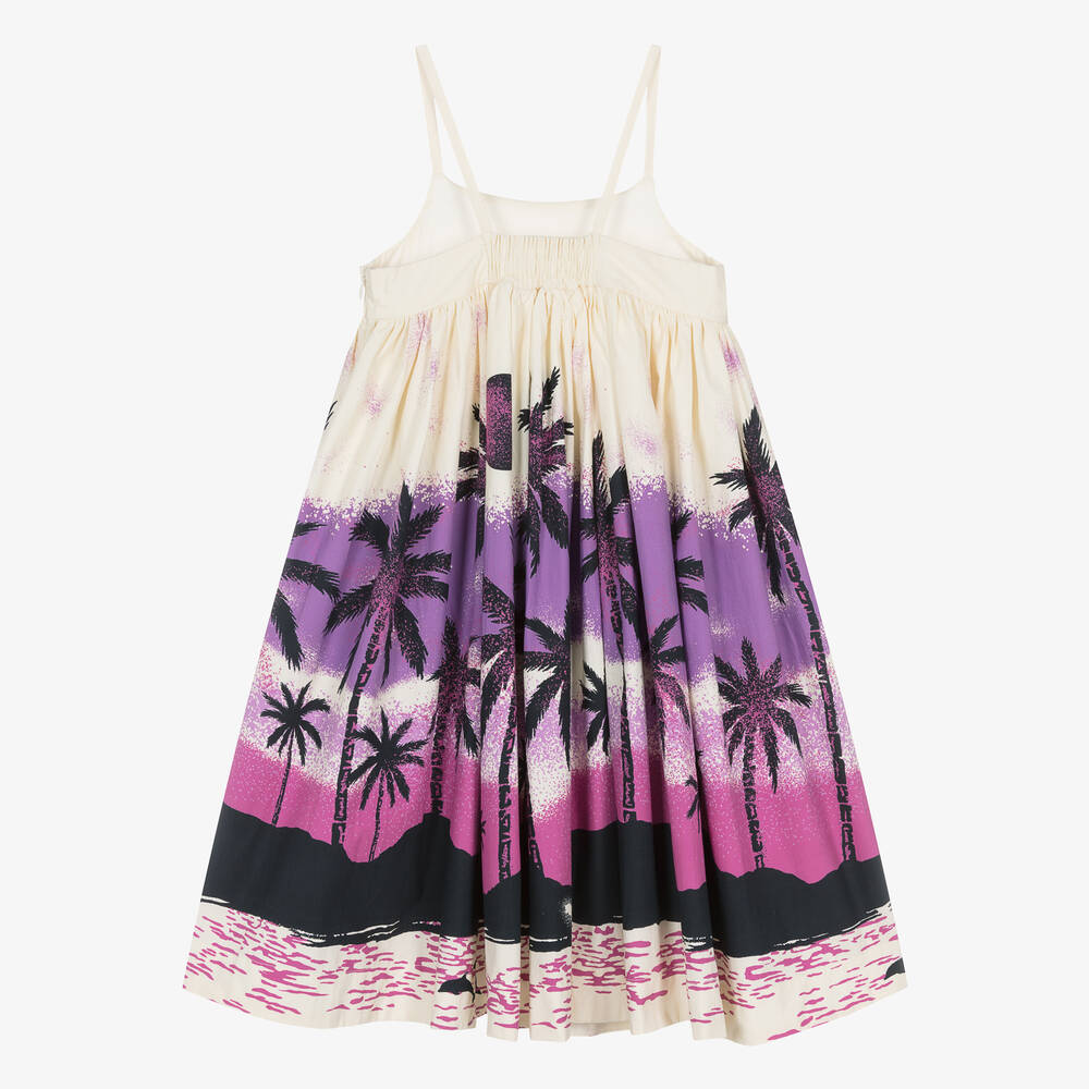 Molo-Girls Ivory & Purple Cotton Dress | Childrensalon Outlet