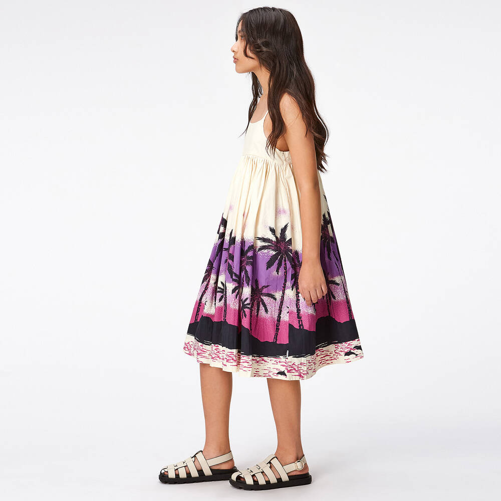 Molo-Girls Ivory & Purple Cotton Dress | Childrensalon Outlet