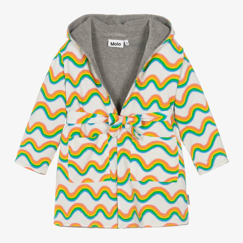 Molo-Girls Ivory Rainbow Cotton Bathrobe | Childrensalon Outlet
