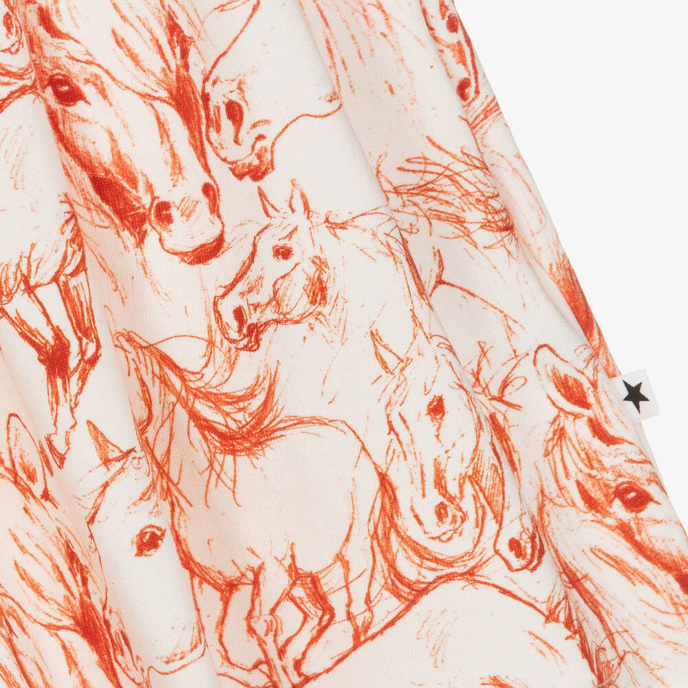 Molo-Girls Ivory & Red Horses Cotton Dress | Childrensalon Outlet