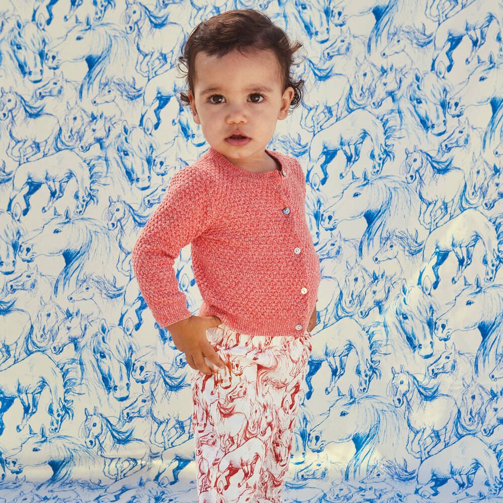 Molo-بنطلون قطن عضوي جيرسي لون عاجي وأحمر للبنات | Childrensalon Outlet