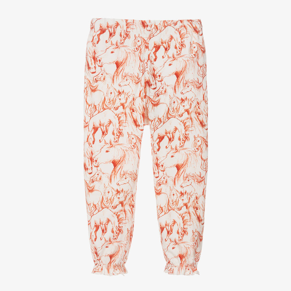 Molo-بنطلون قطن عضوي جيرسي لون عاجي وأحمر للبنات | Childrensalon Outlet