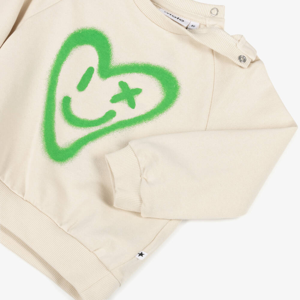 Molo-Girls Ivory & Sage Heart Tracksuit | Childrensalon Outlet