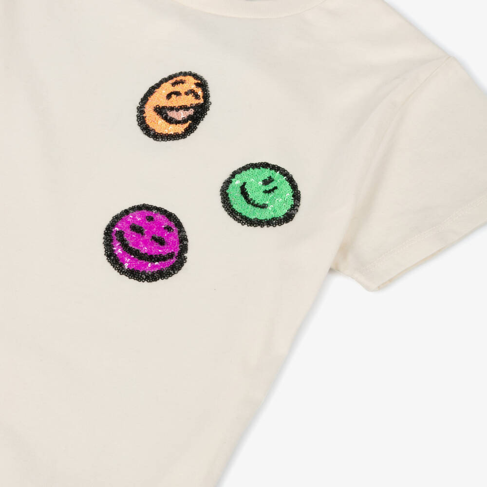 Molo-تيشيرت عاجي مزين بالترتر للبنات | Childrensalon Outlet