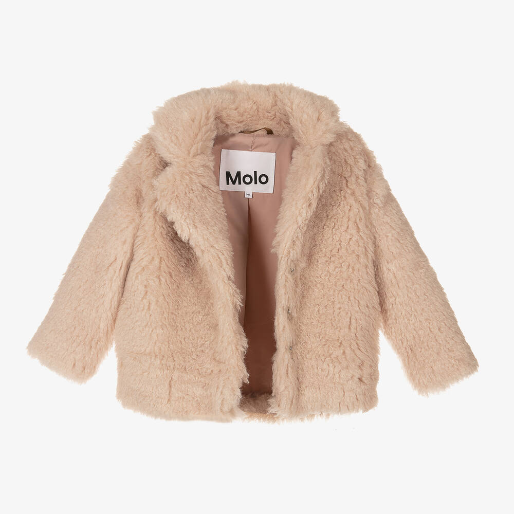 Molo Girls Ivory Sherpa Jacket
