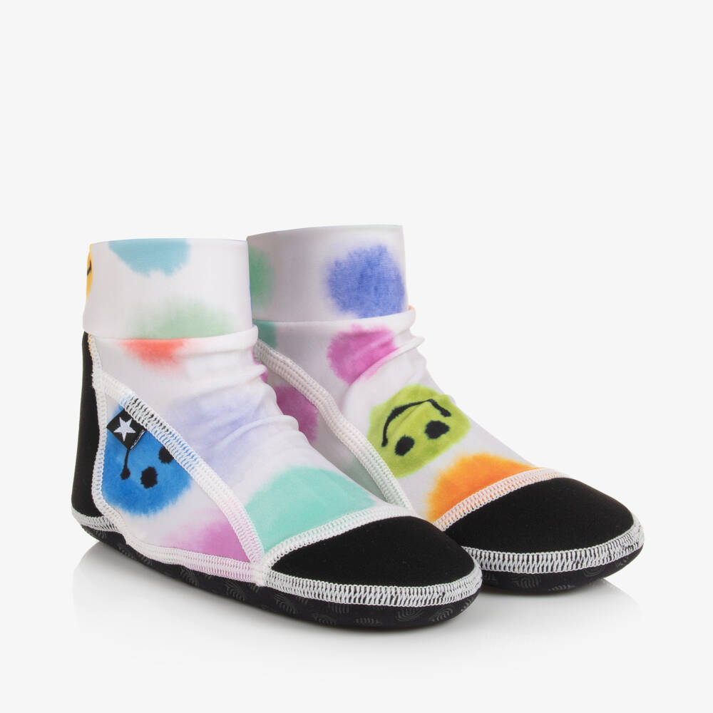 Molo-Girls Ivory Smiling Face Aqua Shoes | Childrensalon Outlet