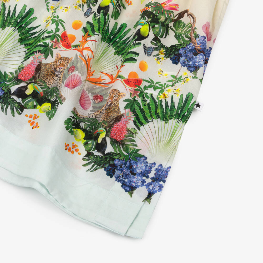 Molo-Girls Ivory Tropical Print Cotton Kaftan Dress | Childrensalon Outlet