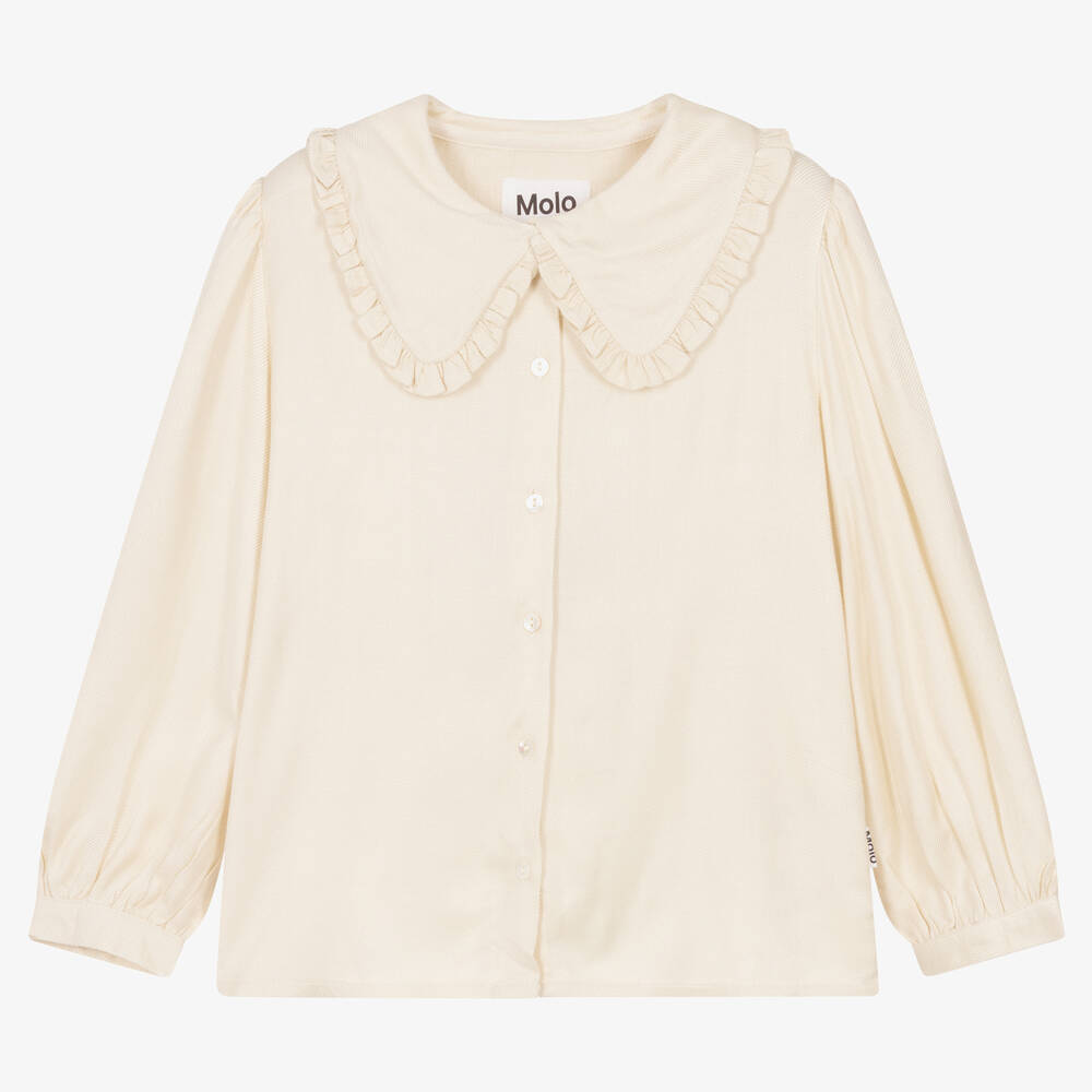 Molo - Bluse mit Kragen aus elfenbeinfarbenem Twill für Mädchen | Childrensalon