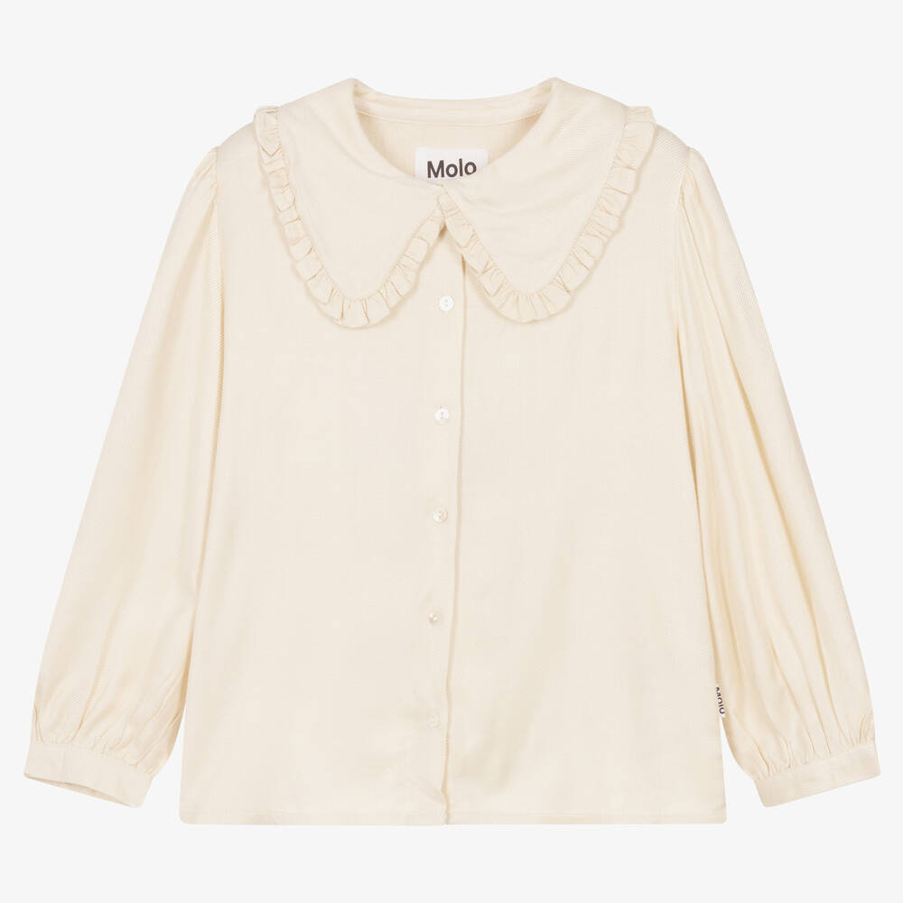 Molo - Girls Ivory Twill Collar Blouse | Childrensalon