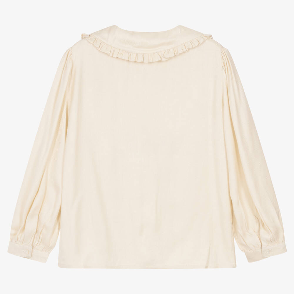 Molo-Girls Ivory Twill Collar Blouse | Childrensalon Outlet
