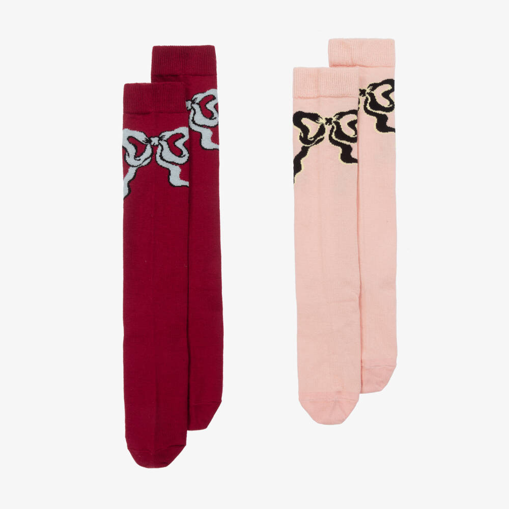 Molo-Красные и розовые носки из хлопка для девочек (2пары) | Childrensalon Outlet