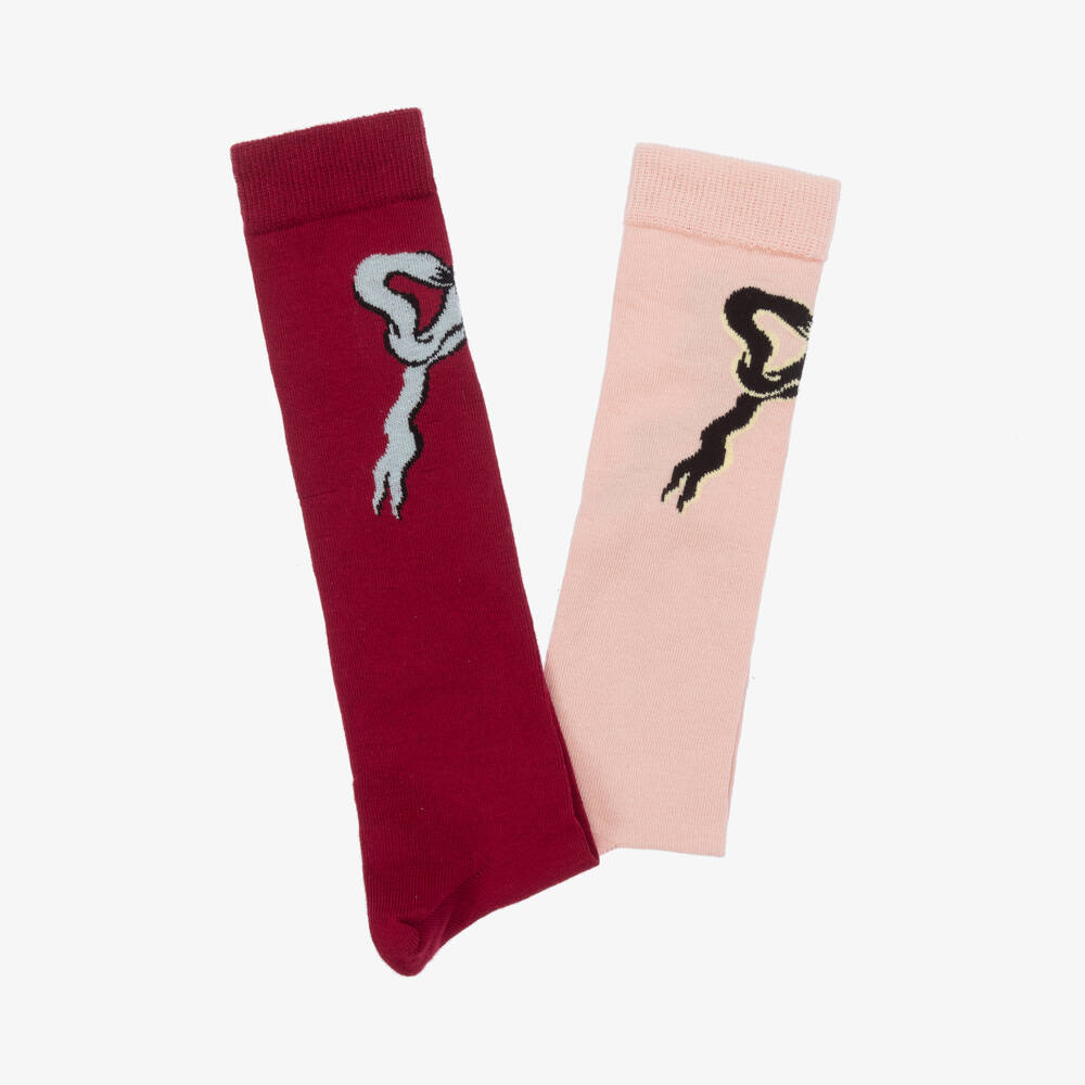 Molo-Красные и розовые носки из хлопка для девочек (2пары) | Childrensalon Outlet