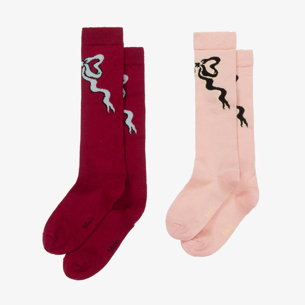 Molo-Красные и розовые носки из хлопка для девочек (2пары) | Childrensalon Outlet