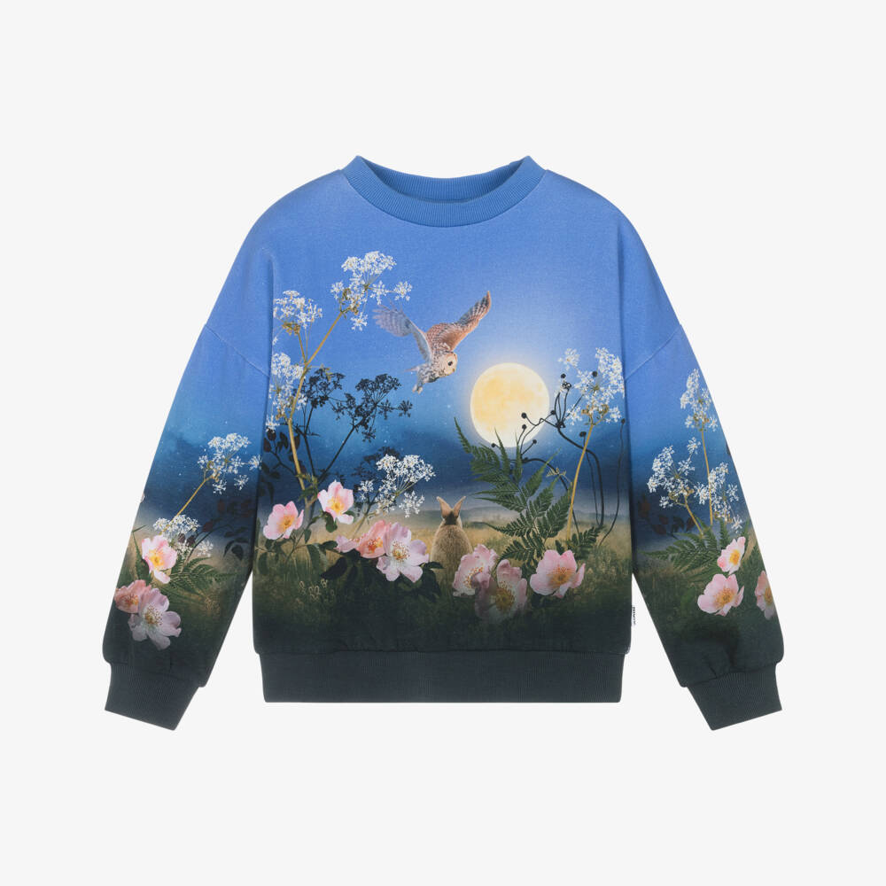 Molo-Свитшот из хлопка Лунный свет синий для девочек | Childrensalon Outlet