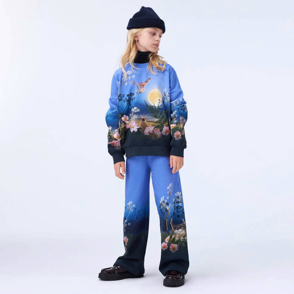 Molo-Свитшот из хлопка Лунный свет синий для девочек | Childrensalon Outlet