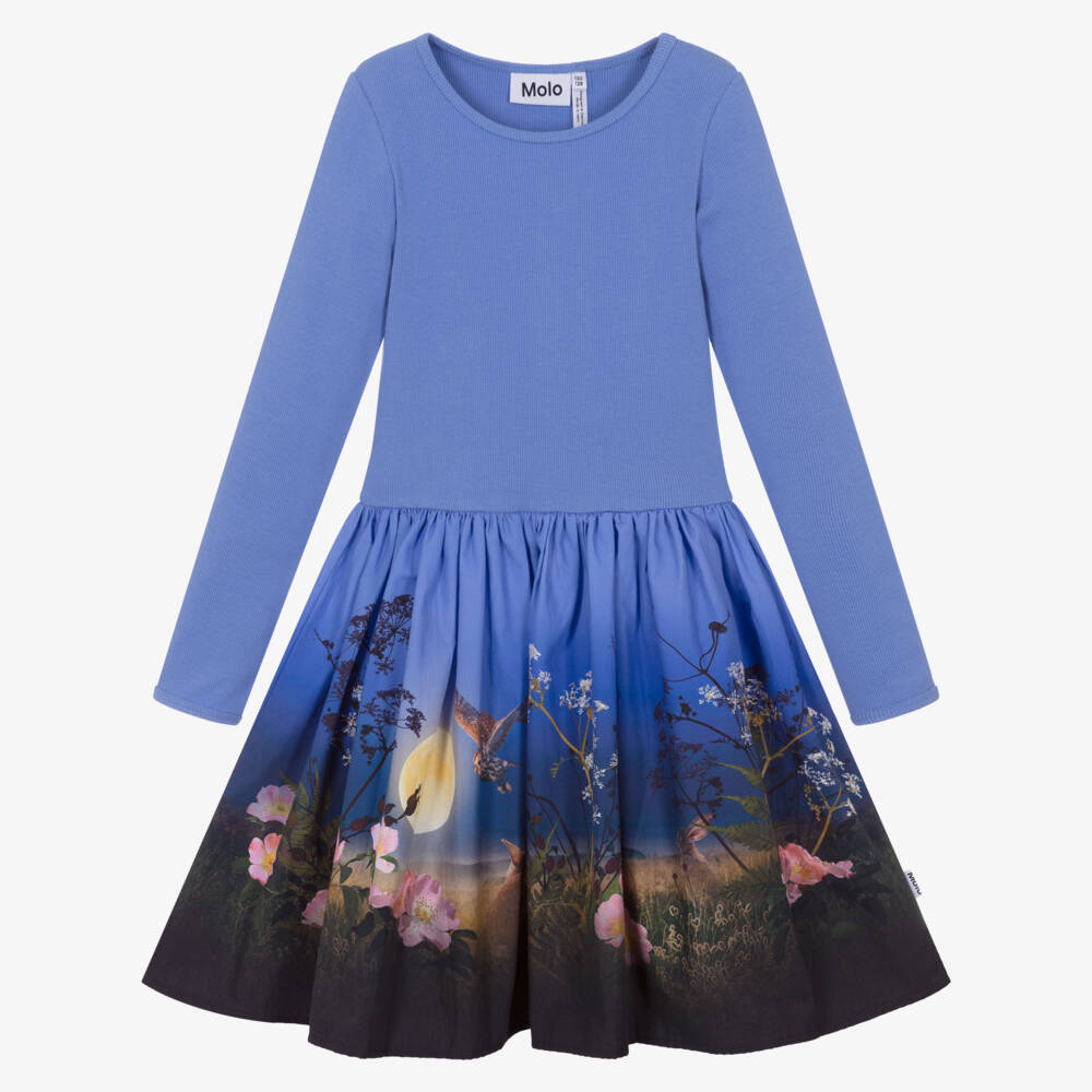 Molo-Платье из синего хлопка для девочек | Childrensalon Outlet