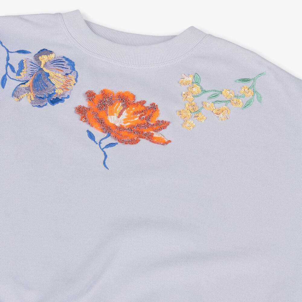 Molo-بلوزة قطنية بنفسجية مزينة بالزهور للبنات | Childrensalon Outlet