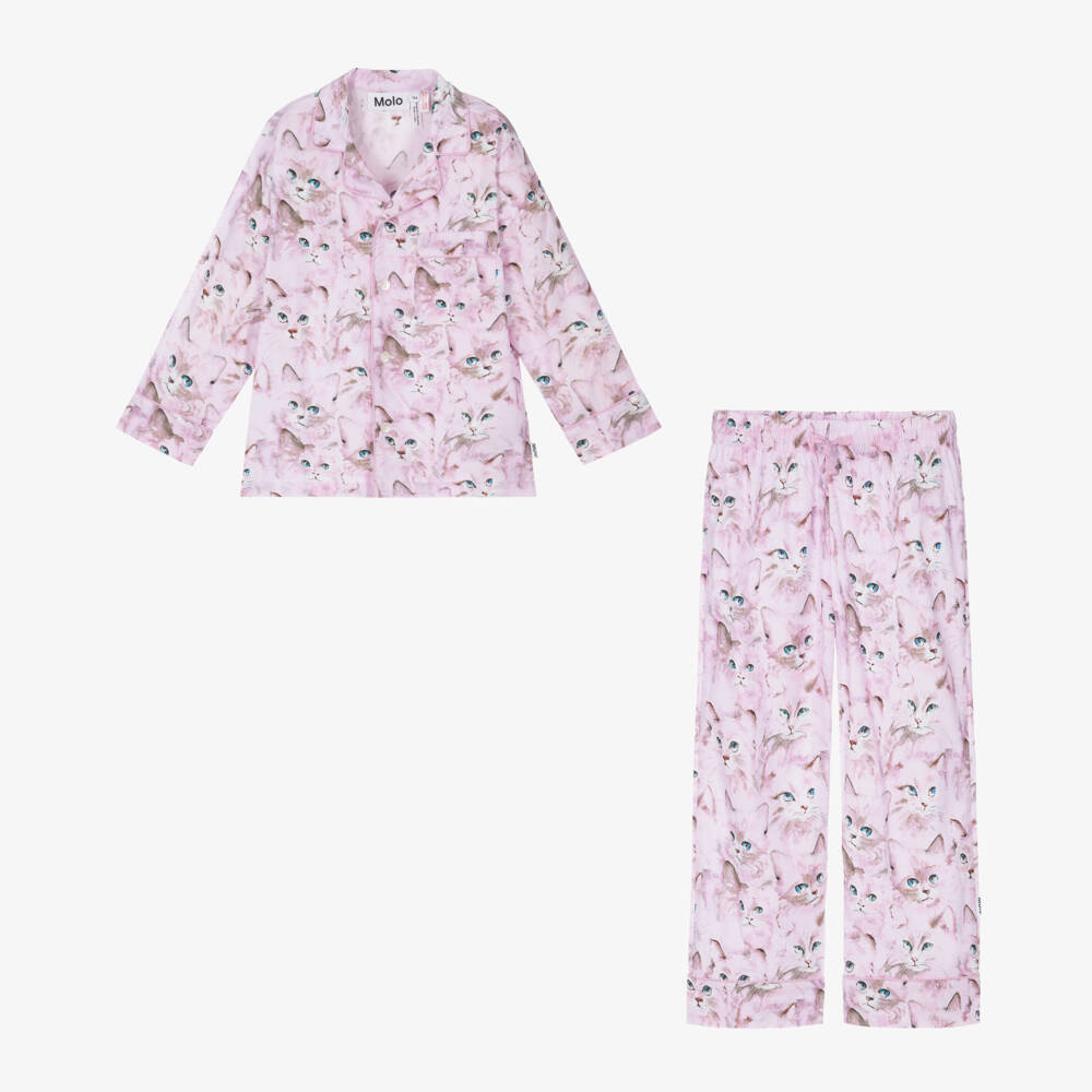 Molo-Girls Lavender Kitten Print Nightwear | Childrensalon Outlet