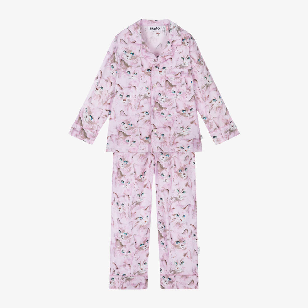 Molo-Girls Lavender Kitten Print Nightwear | Childrensalon Outlet