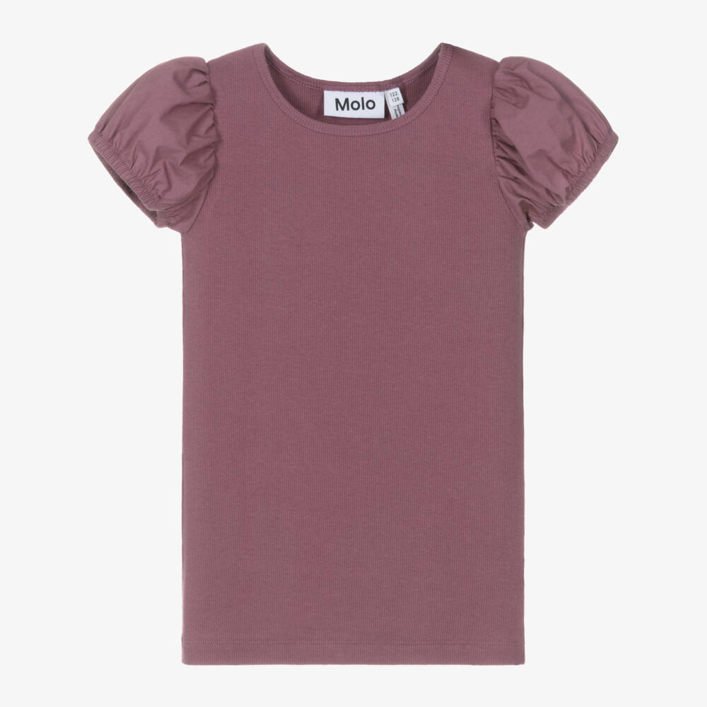 Molo-Girls Lavender Puff Sleeve Top | Childrensalon Outlet
