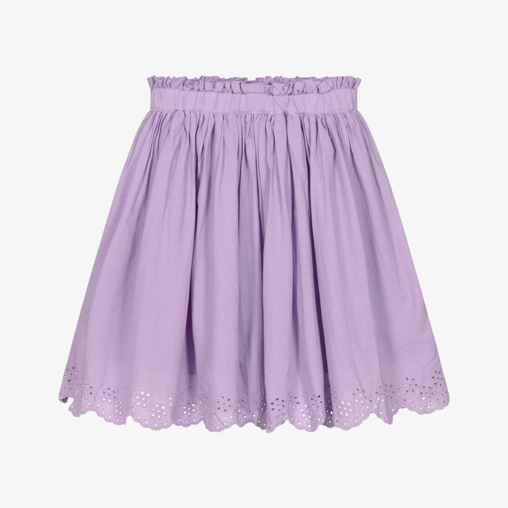 Molo-Girls Lavender Purple Cotton Skirt with Broderie Anglaise Trim | Childrensalon Outlet