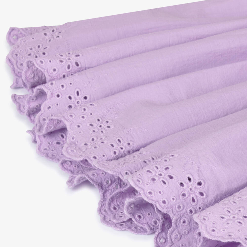 Molo-Girls Lavender Purple Cotton Skirt with Broderie Anglaise Trim | Childrensalon Outlet