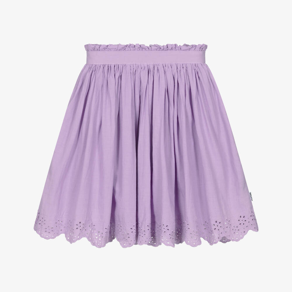 Molo-Girls Lavender Purple Cotton Skirt with Broderie Anglaise Trim | Childrensalon Outlet
