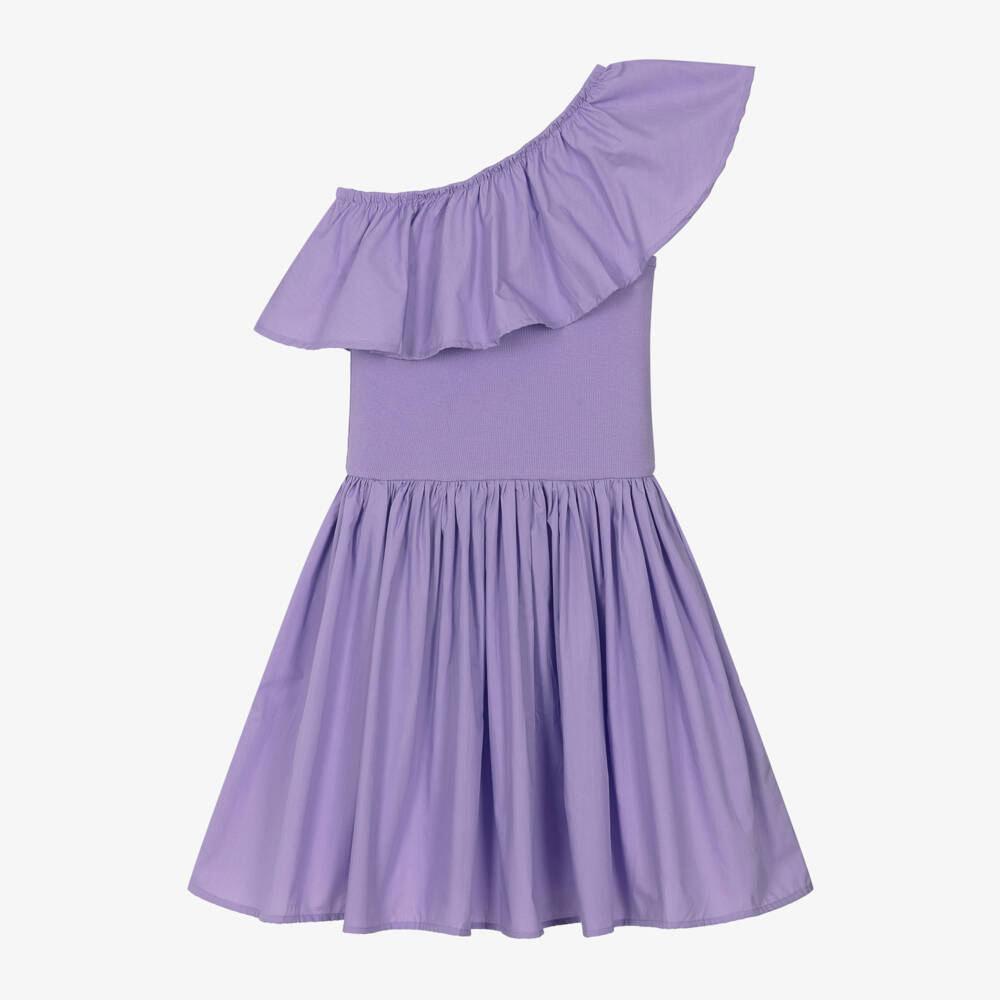 Molo-Girls Lilac Asymmetric Ruffle Dress | Childrensalon Outlet