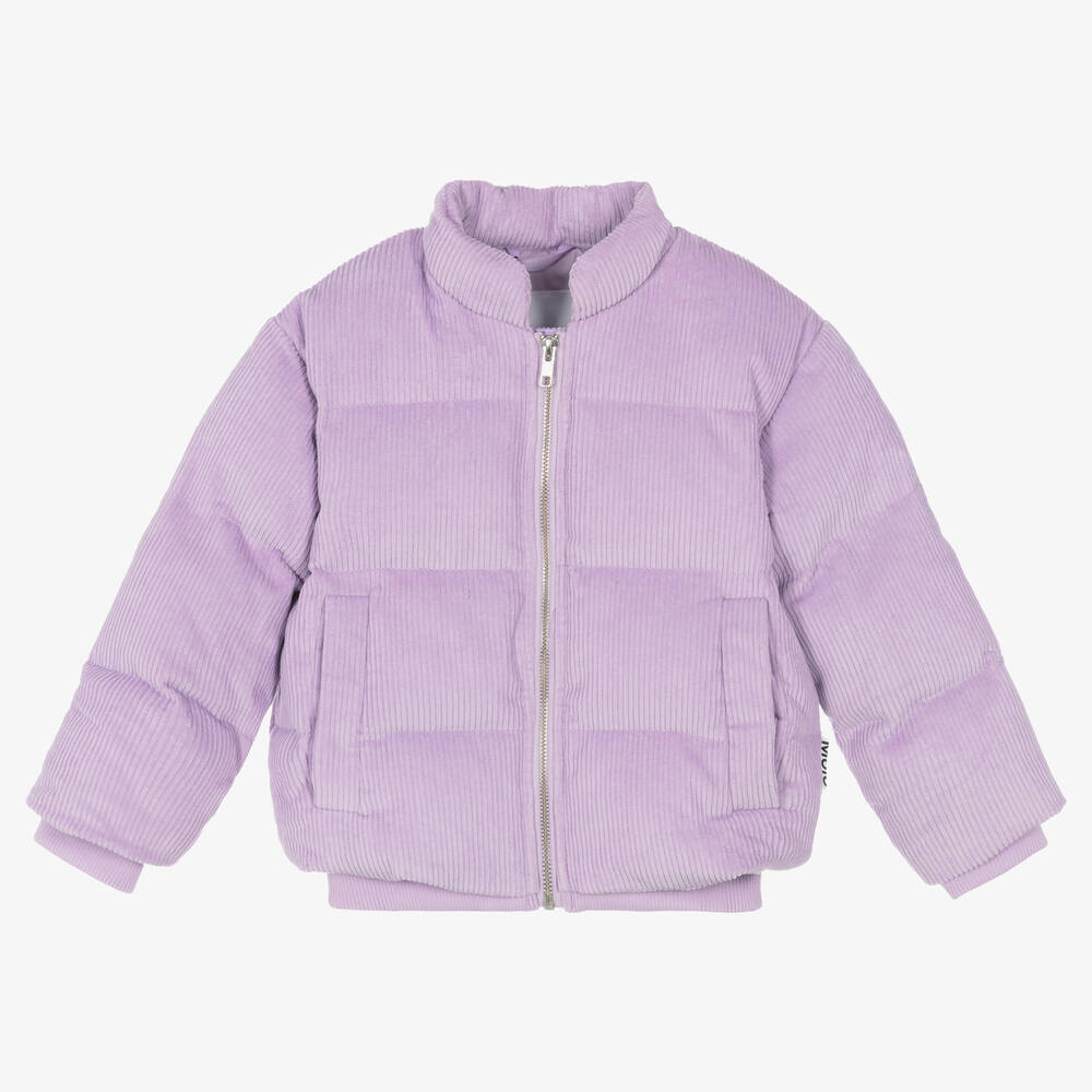 Girls Lilac Cotton Corduroy Puffer Jacket