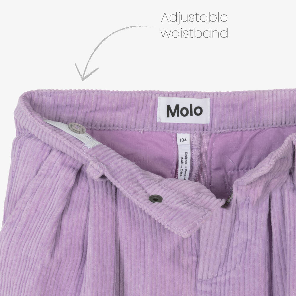 Molo-Girls Lilac Cotton Corduroy Trousers | Childrensalon Outlet