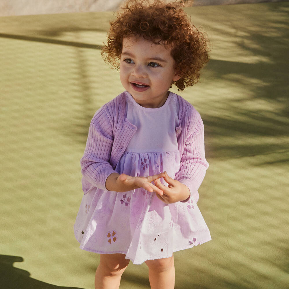 Molo-Girls Lilac Floral Cotton Dress | Childrensalon Outlet