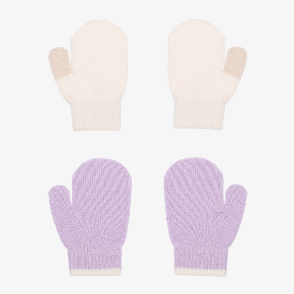 Molo-Girls' Lilac Knit Mittens Duo | Childrensalon Outlet