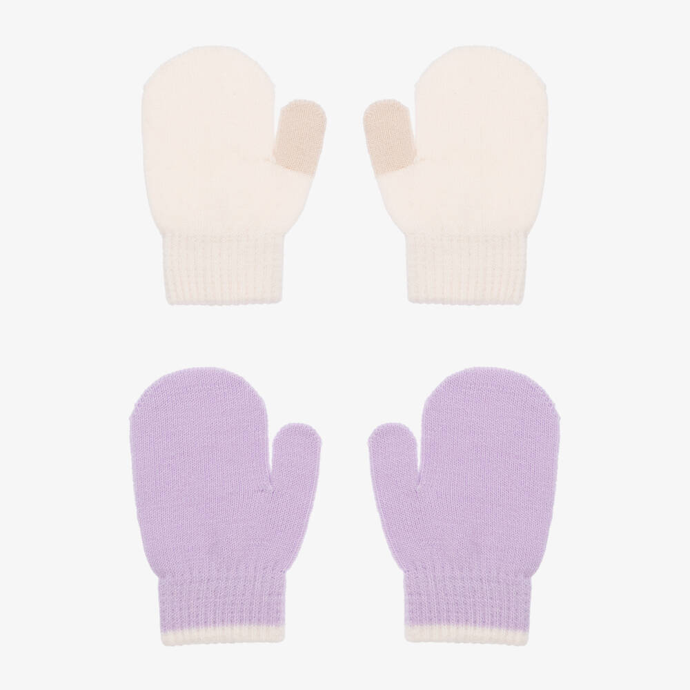 Molo-Girls' Lilac Knit Mittens Duo | Childrensalon Outlet