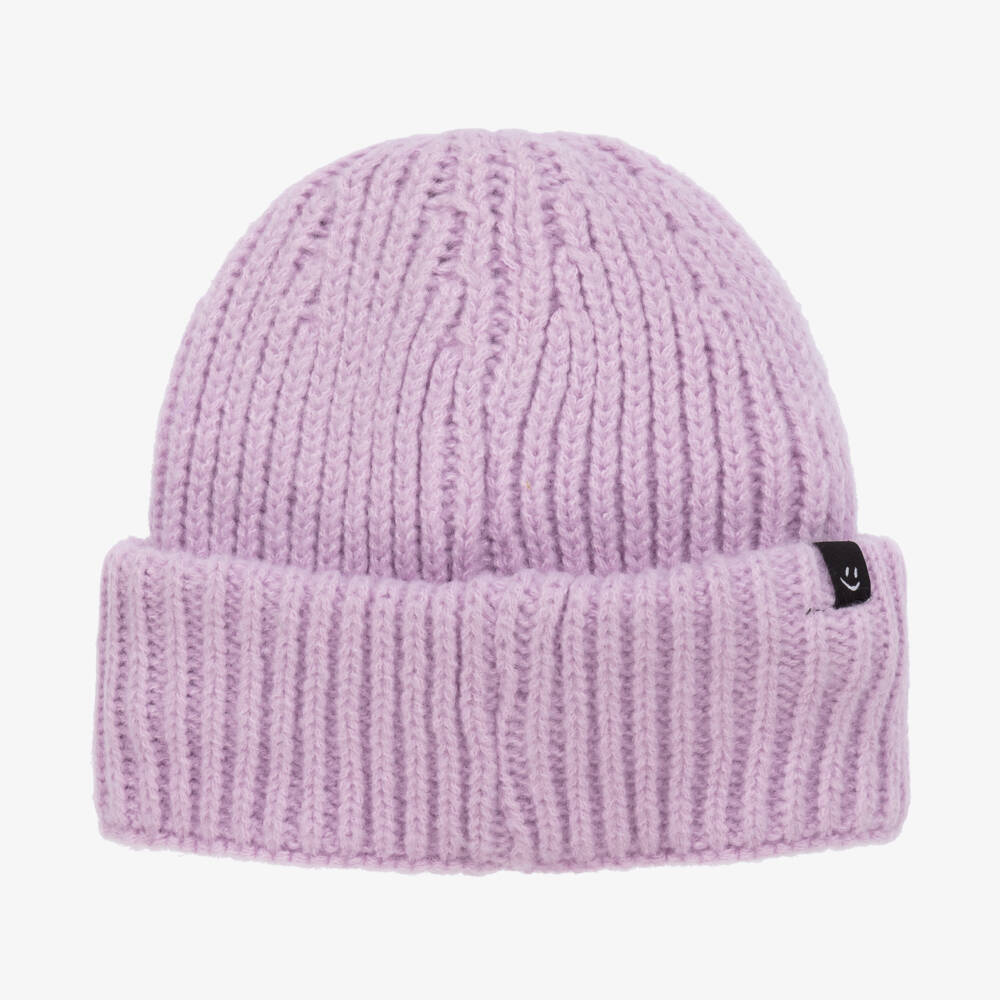 Molo-Girls Lilac Knit Smile Beanie | Childrensalon Outlet