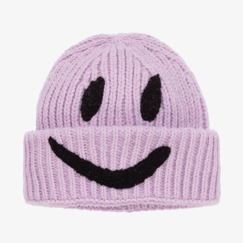 Molo-Girls Lilac Knit Smile Beanie | Childrensalon Outlet