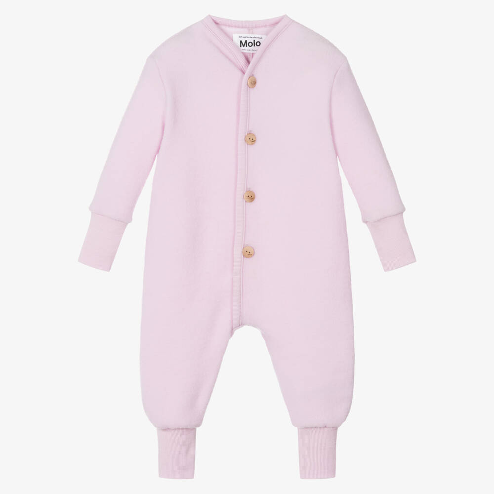 Molo-Girls Lilac Merino Pramsuit Delight | Childrensalon Outlet