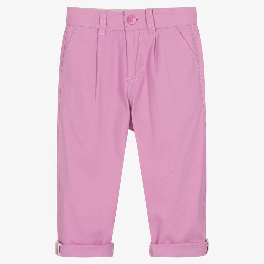 Molo - Girls Lilac Pink Cotton Trousers | Childrensalon