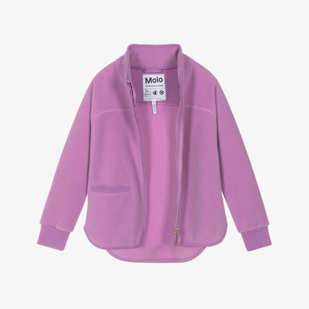 Molo-Girls Lilac Pink Fleece Zip-Up Top | Childrensalon Outlet