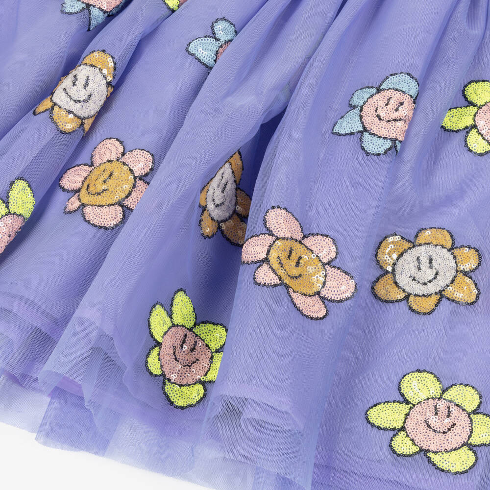 Molo-Girls Lilac Purple Dress with Sequin Flowers | Childrensalon Outlet