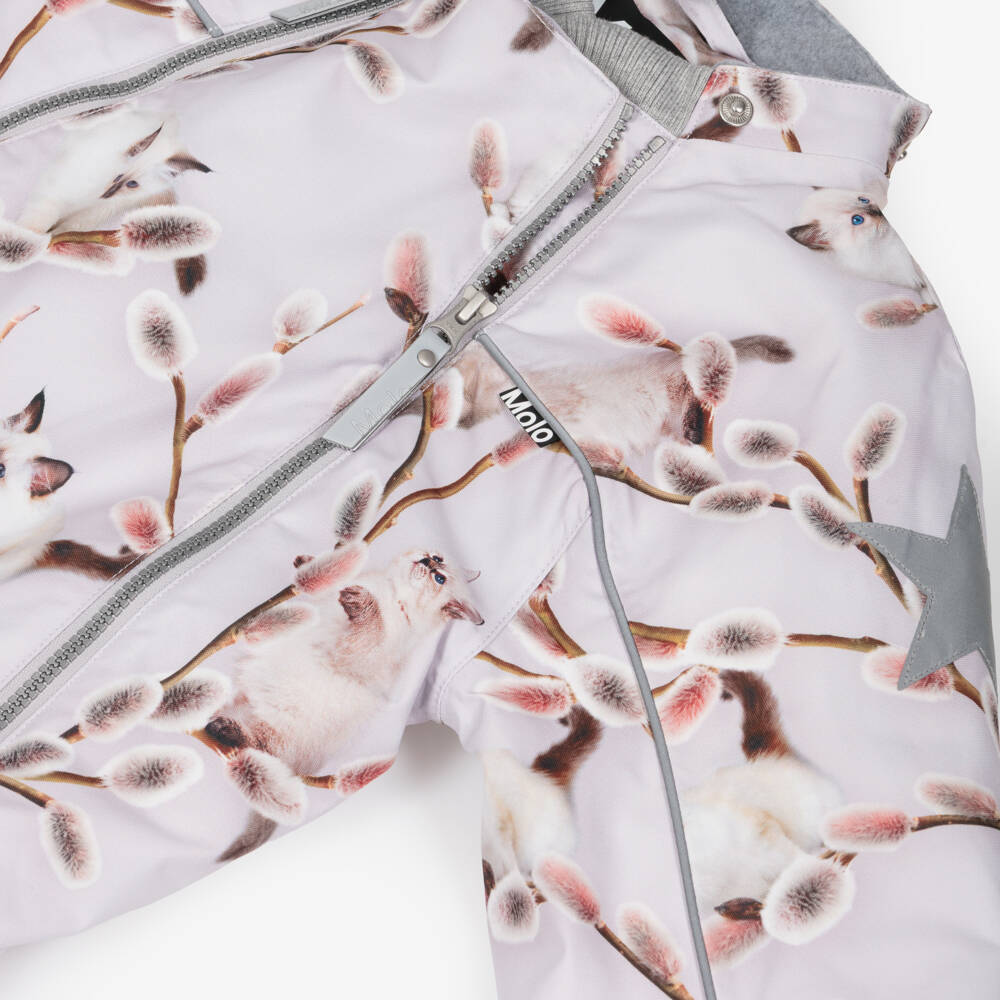 Molo-Girls Lilac Purple Hooded Kitten Snowsuit | Childrensalon Outlet
